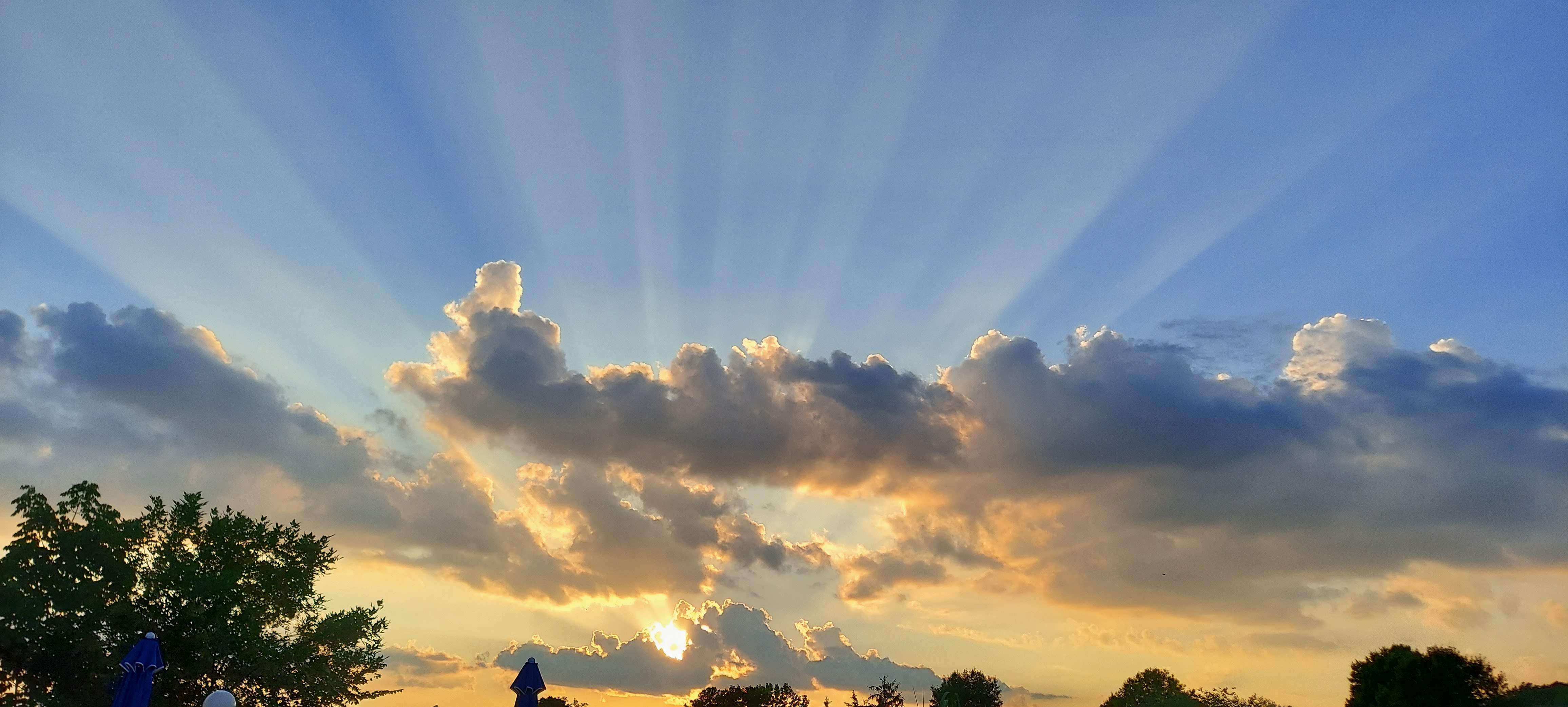 Sunbeams through clouds